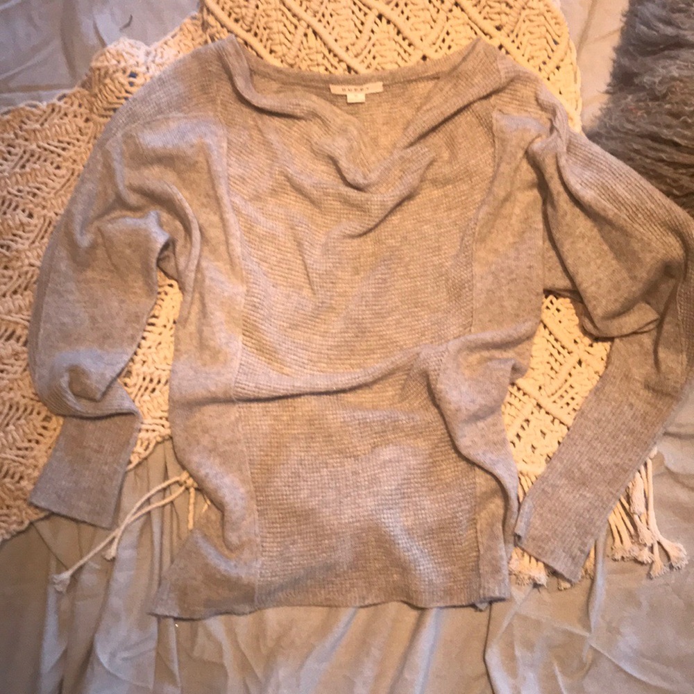 Drape front or off shoulder cashmere blend sweater